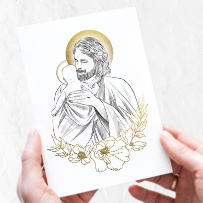 Print of Jesus Holding Baby