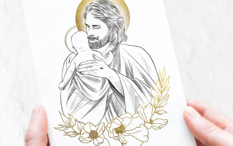 Print of Jesus Holding Baby